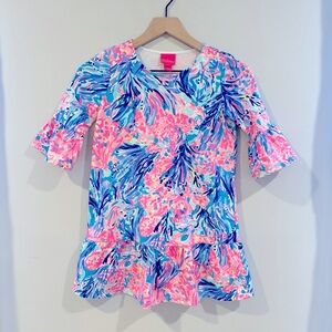 Lilly Pulitzer Girls Sorrento Dress - Periwinkle Pink Fan Sea